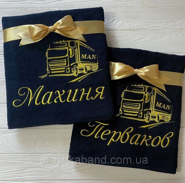 Именное полотенце с вышивкой, машинная вышивка на заказ, подарок водителю 1806164914 фото