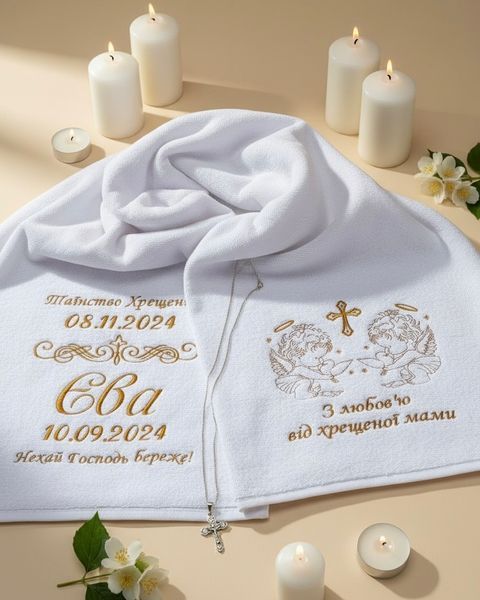 Крижма для хрещення з вишивкою "Вензель" 1661261669 фото