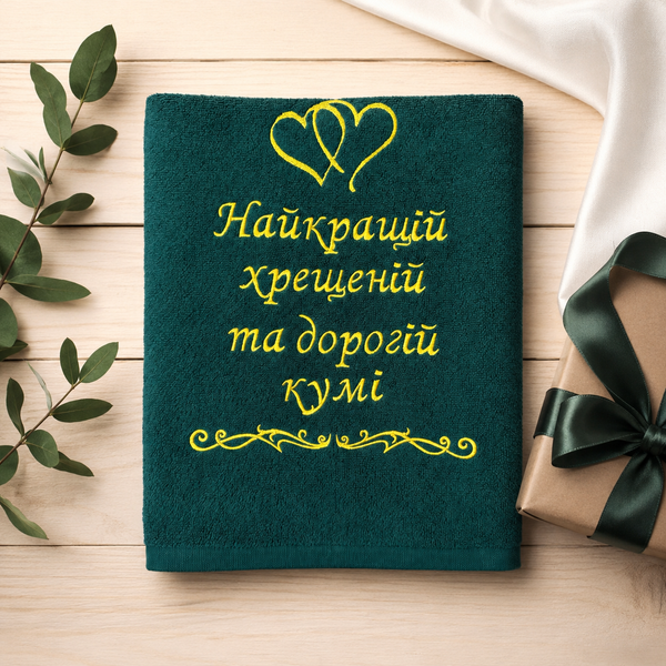 Іменний рушник з вишивкою для хрещених та кумів Дорогим хрещеним 1703796544 фото